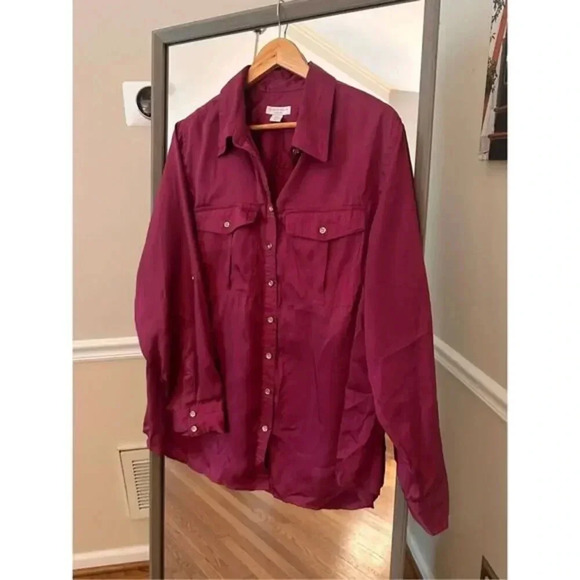 Charter Club Button‎ Down Sateen Shirt Size 18W - Picture 4 of 5